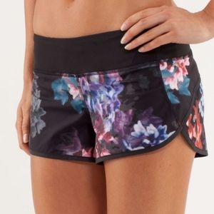 EUC Lululemon Floral Print Speed Shorts - Black and Multicolor